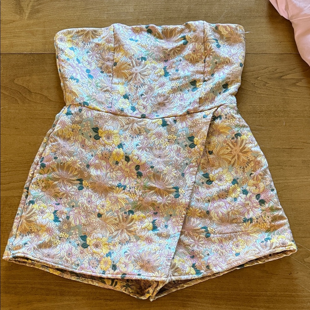 Altar'd State Strapless Floral Dress - Pink, Yellow, Green